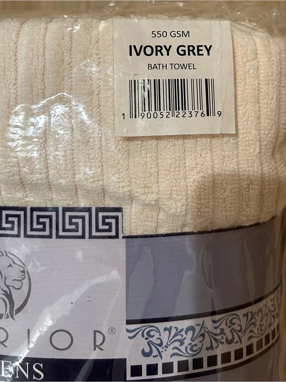 Superior Athens Cream 4-Piece Cotton Bath Towel Set Embroidered in the Grey